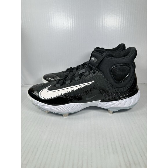 Size 14 Nike Alpha Huarache Elite 4 Mid Men's Black Baseball Cleat DJ6520-001 - Picture 3 of 8